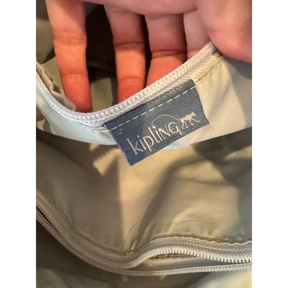 Kipling Inca Top Handle Nylon Bag Dusty Blue Top Zip